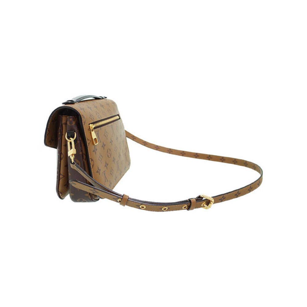 Louis Vuitton Pochette Leather Brown Bag Reverse Monogram Metis
